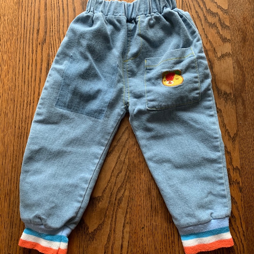 Faded Pocket Bear Patchwork Jeans